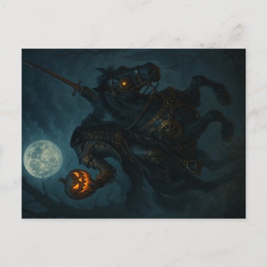 Steampunk Gothic Horror Headless Horseman ポストカード (正面)