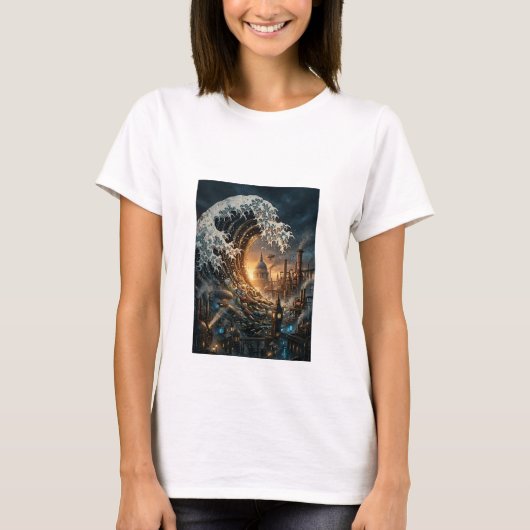 Steampunk Great Wave of London- Ladies T-Shirt Tシャツ (正面)