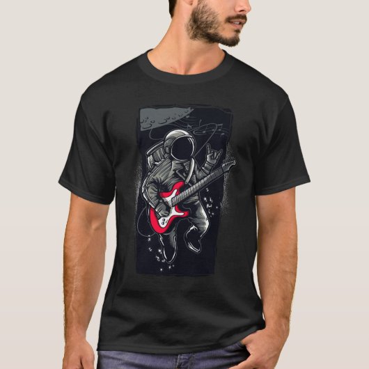 Steampunk Guitarist High-Contrast Graphic T-shirt Tシャツ (正面)