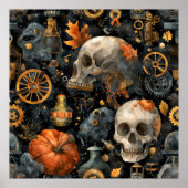 Steampunk Halloween Art Poster ポスター (正面)