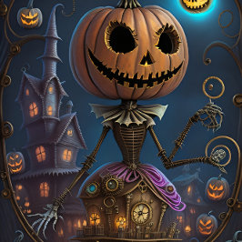 Steampunk Halloween Pumpkin Queen Castle  薄葉紙