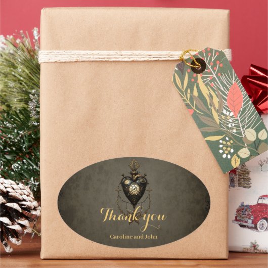 Steampunk heart, 楕円形シール (クリスマス)