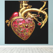 Steampunk Heart Anatomical Rubies and Gears キャンバスプリント (インサイチュ (ウッドフロア))