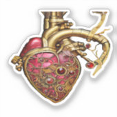 Steampunk Heart Anatomical Rubies and Gears シール (正面)