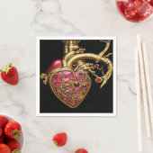 Steampunk Heart Anatomical Rubies and Gears スタンダードカクテルナプキン (インサイチュ)