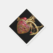 Steampunk Heart Anatomical Rubies and Gears スタンダードカクテルナプキン (角)