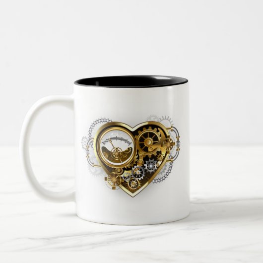 Steampunk Heart with a Manometer ツートーンマグカップ (左)