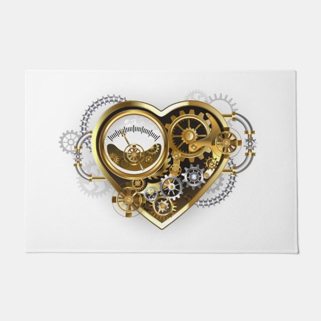 Steampunk Heart with a Manometer ドアマット (正面)