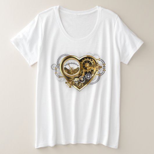Steampunk Heart with a Manometer プラスサイズTシャツ (デザイン正面)