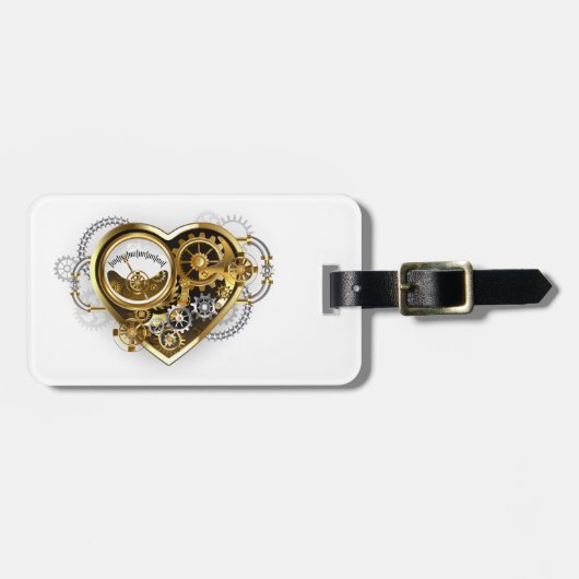 Steampunk Heart with a Manometer ラゲッジタグ (正面横)