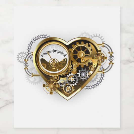 Steampunk Heart with a Manometer ワインラベル (シングルラベル)