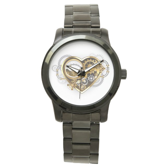 Steampunk Heart with a Manometer 腕時計 (正面)