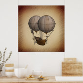 Steampunk Hot Air Balloons with Ship ポスター (キッチン)