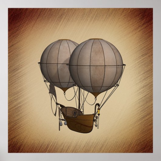Steampunk Hot Air Balloons with Ship ポスター (正面)