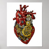 Steampunk Human Heart Anatomy Art Poster ポスター (正面)