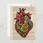 Steampunk Human Heart Anatomy Art Poster ポストカード (正面/裏面)