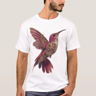 Steampunk Hummingbird — Magenta & Brass Clockwork  Tシャツ