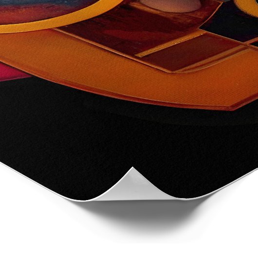 Steampunk Industrial Geometry Art ポスター (角)