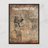 Steampunk Inventorゴーグルハッピーバレンタインデー シーズンポストカード (正面)