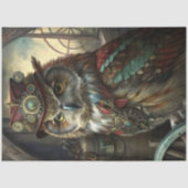 Steampunk Inventor Owl Whimsical Vintage Decoupage 薄葉紙 (正面)