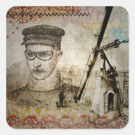 Steampunk Inventor Scientist Telescopeステッカー スクエアシール
