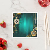 Steampunk Jewelry Watch on a Green Background スタンダードカクテルナプキン (インサイチュ)