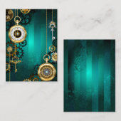Steampunk Jewelry Watch on a Green Background ノートカード (正面/裏面)