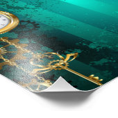 Steampunk Jewelry Watch on a Green Background フォトプリント (角)