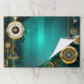 Steampunk Jewelry Watch on a Green Background ペーパーパッド (折り畳み)