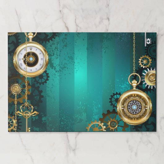 Steampunk Jewelry Watch on a Green Background ペーパーパッド (正面)