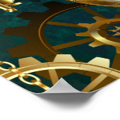Steampunk Jewelry Watch on a Green Background ポスター (角)