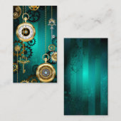 Steampunk Jewelry Watch on a Green Background 紹介カード (正面/裏面)