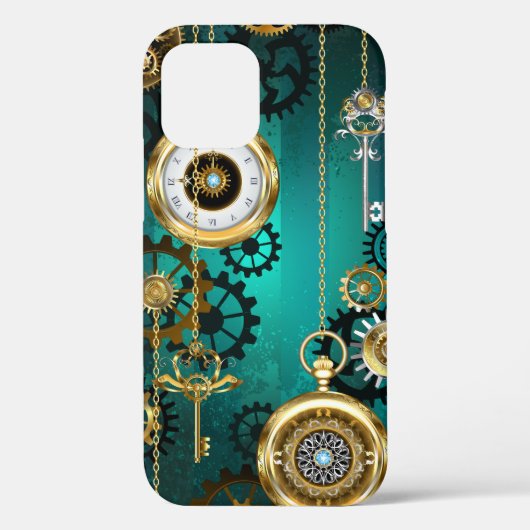 Steampunk Jewelry Watch on a Green Background Case-Mate iPhoneケース (裏面)