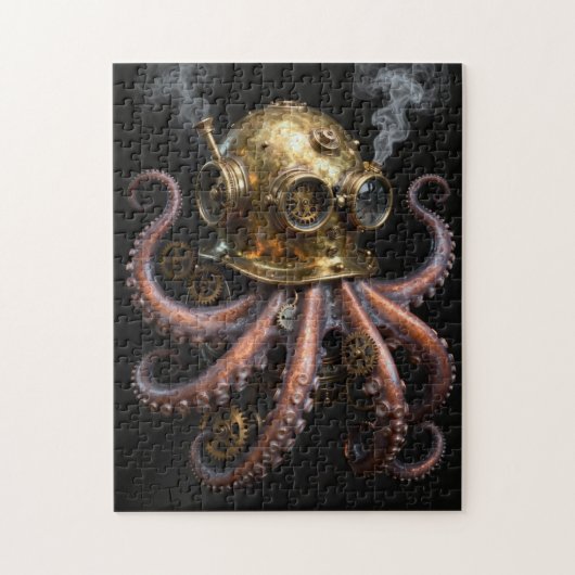 Steampunk Kraken Octopus Diving Helmet Jigsaw Puzz ジグソーパズル (縦)