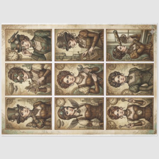 Steampunk Ladies decoupage for Small projects 薄葉紙 (正面)