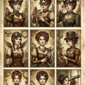 Steampunk Ladies decoupage for Small projects 薄葉紙