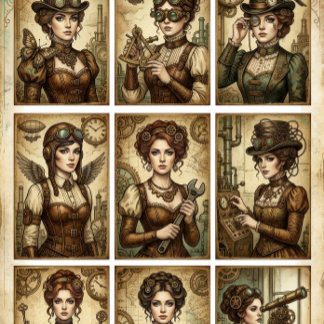 Steampunk Ladies decoupage for Small projects 薄葉紙