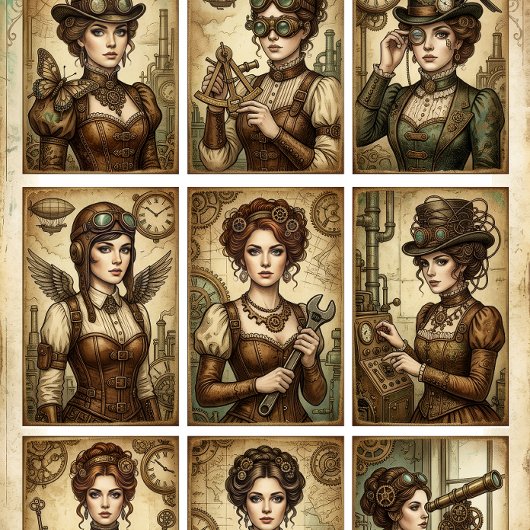 Steampunk Ladies decoupage for Small projects  薄葉紙