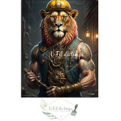 Steampunk Lion Construction Worker Decoupage 薄葉紙