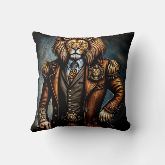 Steampunk lion in a suit クッション (裏面)
