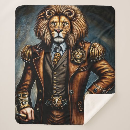 Steampunk lion in a suit シェルパブランケット (正面)