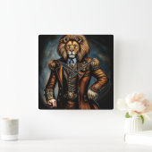 Steampunk lion in a suit スクエア壁時計 (ホーム)