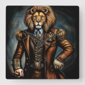 Steampunk lion in a suit スクエア壁時計 (正面)