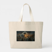 Steampunk London Great Wave of Plastic Junk ラージトートバッグ (裏面)