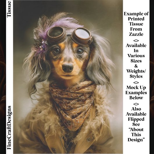 Steampunk Long Haired Dachshund Dog EP8L Decoupage 薄葉紙