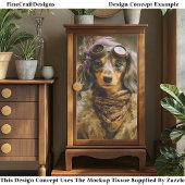 Steampunk Long Haired Dachshund Dog EP8L Decoupage 薄葉紙