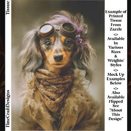 Steampunk Long Haired Dachshund Dog EP8R Decoupage 薄葉紙