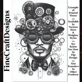 Steampunk Man クール Black & White AC8 Decopage 薄葉紙