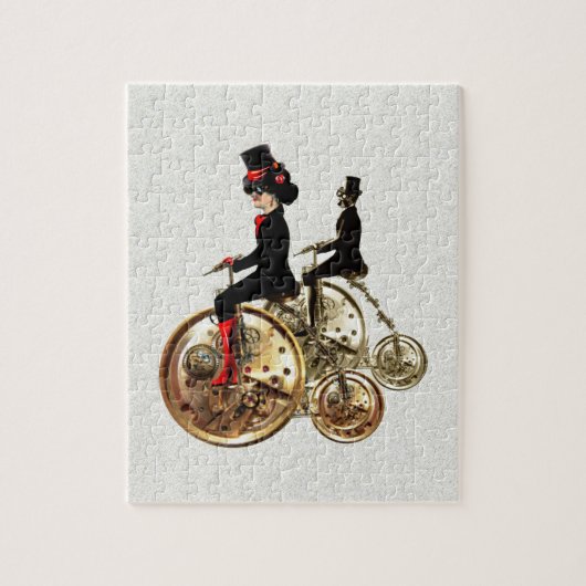 Steampunk man woman penny farthings gifts by LeahG ジグソーパズル (縦)
