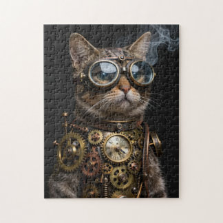 Steampunk Mechanical Cat Portrait Jigsaw Puzzle ジグソーパズル